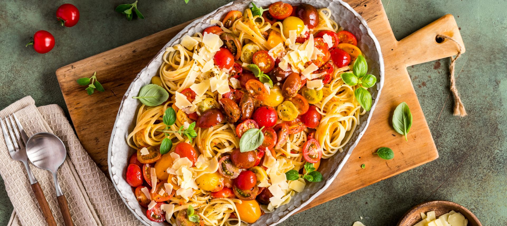 Linguine mit gebutterten Kirschtomaten Rezept einfach zubereitet ...