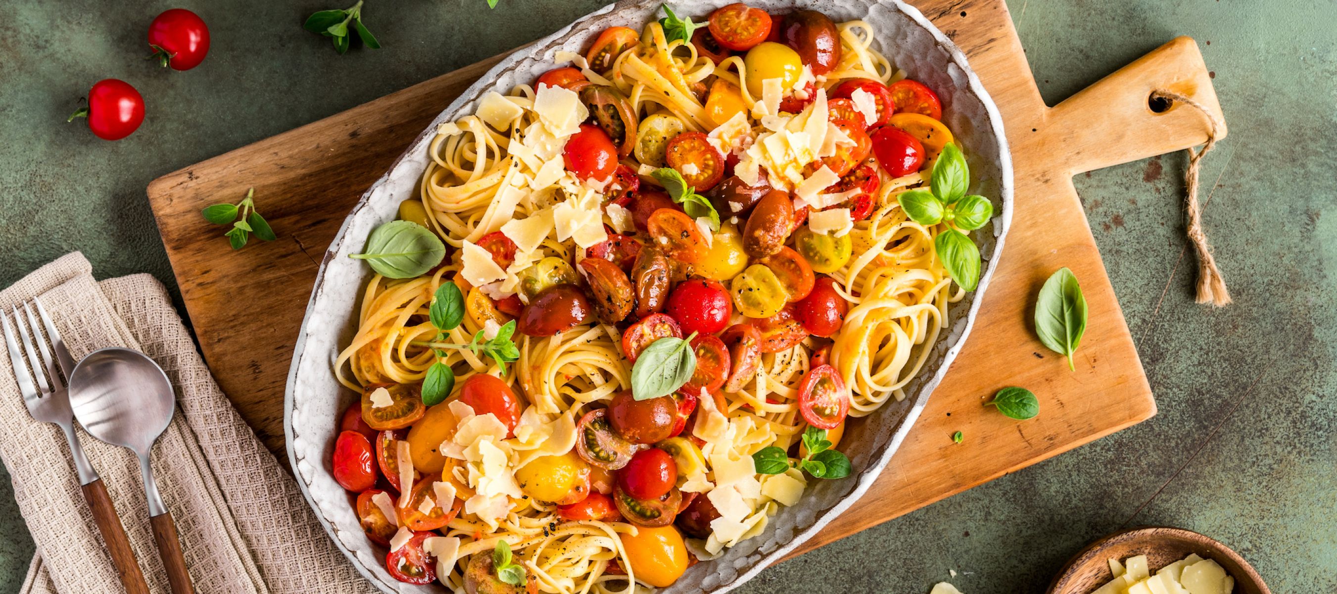 Linguine mit gebutterten Kirschtomaten Rezept einfach zubereitet ...