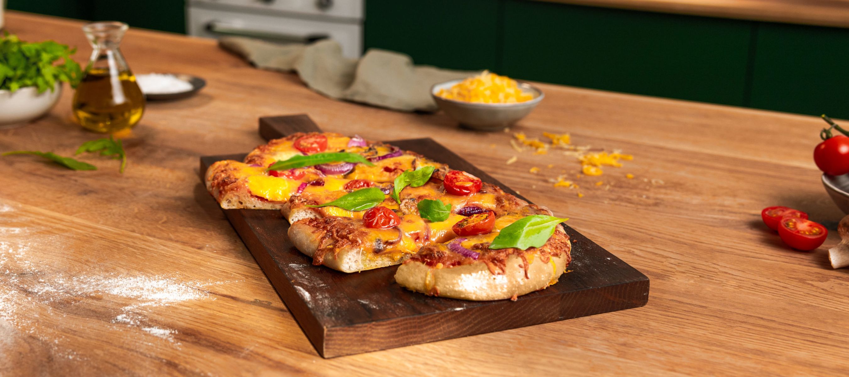 Veggie-Pinsa mit Rucola und Champignons Rezept einfach zubereitet ...