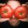 Eine Person hält zwei große rote Tomaten vor ihre Augen, sodass diese vollständig verdeckt sind. Der Hintergrund ist dunkel, wodurch die Tomaten und das teilweise sichtbare Gesicht im Vordergrund besonders hervorgehoben werden.
